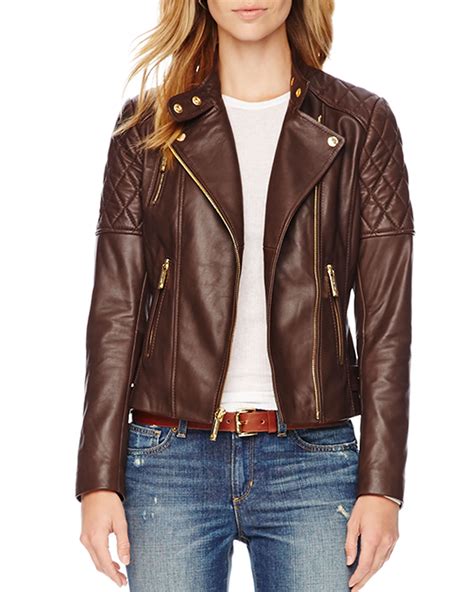 michael kors chocolate brown leather jacket|Michael Kors leather jacket men.